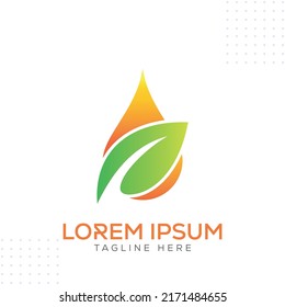 Oil drop leaf Logo Design Vector Template In Modern Creative Minimal Style