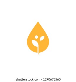 oil drop leaf sprout logo. vector icon.