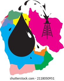 Oil Drop Leaking Map Concept Business Finance Concept Colorful Vector Art Illustration Isolated on White