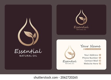 oil drop leaves logo design, natural oil symbol.