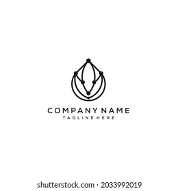 oil drop leaves with technology logo design concept 
