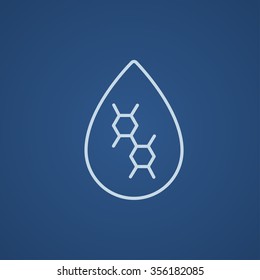 Oil drop line icon for web, mobile and infographics. Vector light blue icon isolated on blue background.