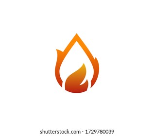 Icono del vector de la llama del logotipo de la gota de aceite 