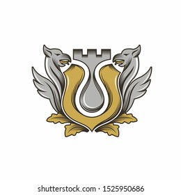 oil drop logo with heraldic concept