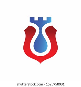 oil drop logo with shield concept