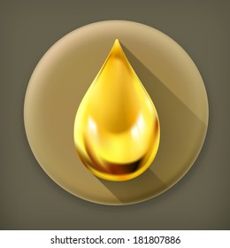 Oil Drop, Long Shadow Vector Icon