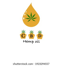La gota de aceite con el logo de la hoja de marihuana con la letra C B D representa cannabidiol 