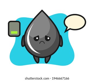 Oil drop mascot character doing a tired gesture, cute style design for t shirt, sticker, logo element