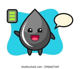 Oil drop mascot character with energetic gesture, cute style design for t shirt, sticker, logo element