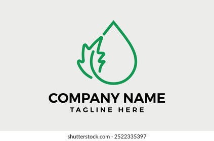 Oil drop and Oak Leaf Logo branding design, editable vector illustration. 