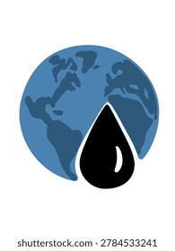 oil drop on earth globe representing global petroleum industry and energy resources concept