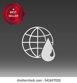 Oil Drop On World Globe Vector Icon Illustration
