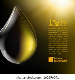 Oil drop over oil surface. Vector illustration.