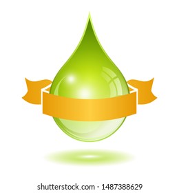 Oil drop with ribbon, vector illustration on white background