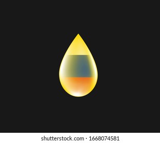 Oil drop with the Russia flag symbol inside, black background, oil trading concept, sign symbol background, vector illustration.