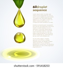 Oil drop sequence with olive leaf