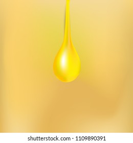 Oil drop vector icon background illustration isolated white droplet yellow liquid symbol realistic nature