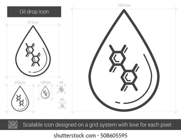 Öltropfen, Vektorsymbol einzeln auf weißem Hintergrund. Öltropfen-Symbol für Infografik, Website oder App. Skalierbares Symbol, das auf einem Gittersystem entworfen wurde.