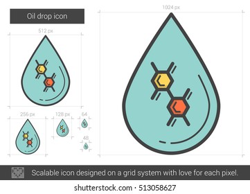 Oil drop vector line icon isolated on white background. Oil drop line icon for infographic, website or app. Scalable icon designed on a grid system.