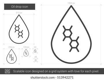 Oil drop vector line icon isolated on white background. Oil drop line icon for infographic, website or app. Scalable icon designed on a grid system.