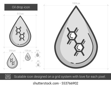 Oil drop vector line icon isolated on white background. Oil drop line icon for infographic, website or app. Scalable icon designed on a grid system.