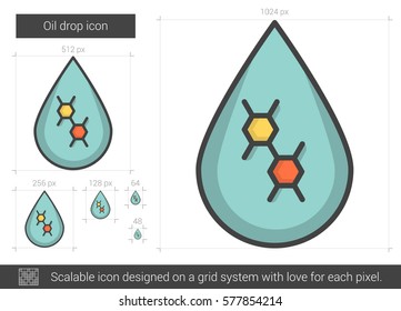 Oil drop vector line icon isolated on white background. Oil drop line icon for infographic, website or app. Scalable icon designed on a grid system.