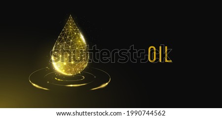 Oil droplet. Low poly style design. Modern abstract dark background. Wireframe oil drop light connection structure, 3d polygonal graphic concept. Vector illustration.