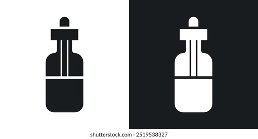 Oil dropper bottle icon icons in black and white filled style