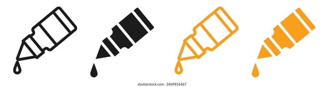 Oil dropper bottle icon mark in filled style