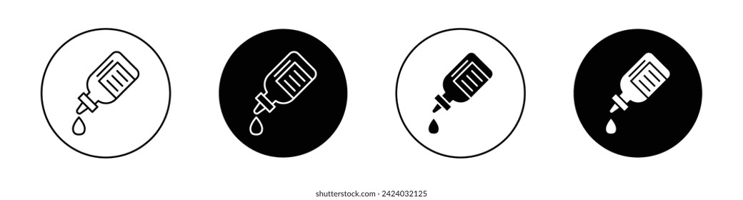 Oil Dropper Bottle Icon Set. Essential serum pipette vector symbol in a black filled and outlined style. Pure Essence Sign.