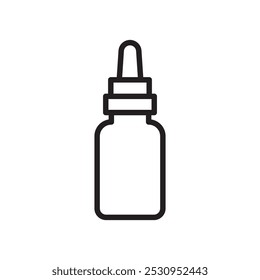 Oil dropper bottle icon Thin line flat illustration