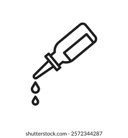 Oil dropper bottle icon Vector flat thin line illustration