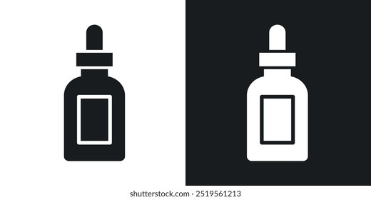 Oil dropper bottleline vector icon set in solid and outline style.