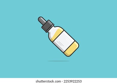 Oil Dropper Glass Bottle vector illustration. Beauty and fashion object icon concept. Hair oil bottle vector design with shadow. Cosmetic blank vials for liquid drug concept.