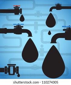 Oil drops and black pipeline