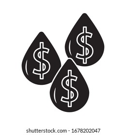 oil drops with dollars symbols flat style vector illustration design