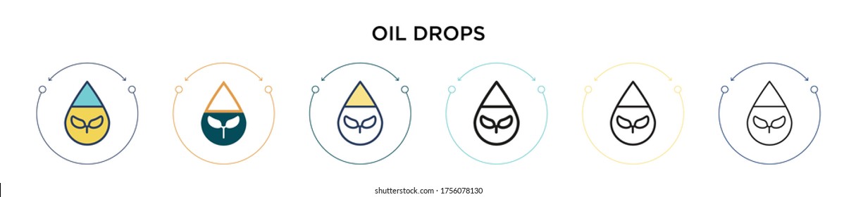 Oil drops icon in filled, thin line, outline and stroke style. Vector illustration of two colored and black oil drops vector icons designs can be used for mobile, ui, web