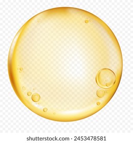 Aceite Amarillo Dorado, Gota de Gel con burbujas de aire, Aislado Gold Clear Serum Makeup Primer, Gel de colágeno Anti Aging Hydro Serum.Cosmetic producto para el cuidado de la piel, Acid Moisturizer Smear.Lotion esencia gotitas
