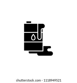 Oil drum black icon concept. Oil drum flat  vector symbol, sign, illustration.