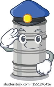 Oil drum cartoon character as a police officer