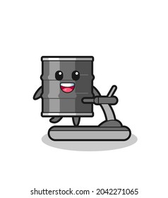oil drum cartoon character walking on the treadmill , cute design