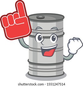 oil drum in the cartoon foam finger shape