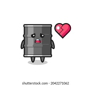 oil drum cartoon illustration is broken heart , cute design