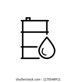 Oil drum container, barrel with sign flat vector icon for apps and websites.