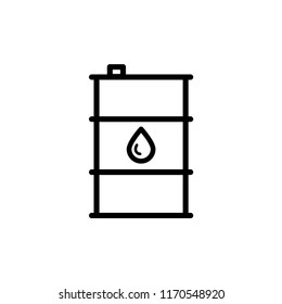 Oil drum container, barrel with sign flat vector icon for apps and websites.