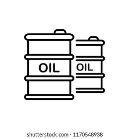 Oil drum container, barrel with sign flat vector icon for apps and websites.