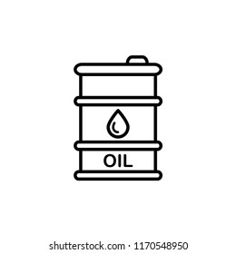 Oil drum container, barrel with sign flat vector icon for apps and websites.