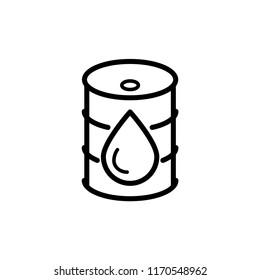 Oil drum container, barrel with sign flat vector icon for apps and websites.