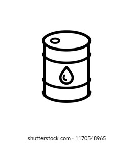 Oil drum container, barrel with sign flat vector icon for apps and websites.