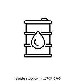 Oil drum container, barrel with sign flat vector icon for apps and websites.